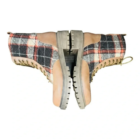 Rock & Candy Brown Plaid Lace Up Max Round Toe Platform Booties Women Size‎ 8.5 - Picture 9 of 14